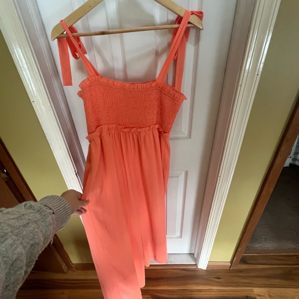 Pink Lily Vibrant Coral Ruffled Jumpsuit - Picture 2 of 4